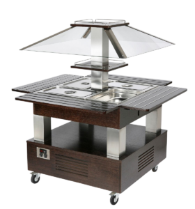 Buffet salad’bar en îlot chauffant – 4 bacs GN 1/1