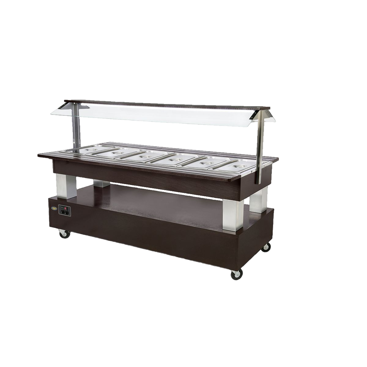 Combined buffet bar (cold and warm) with 2 open sides - 6/1 GN capacity