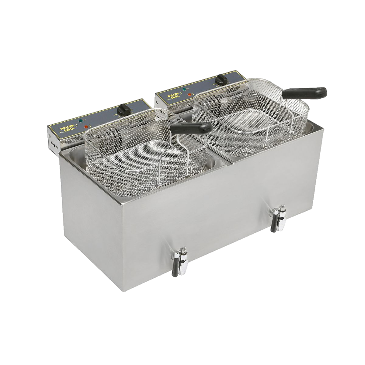 Friteuse électrique professionnelle tout inox – double cuve 2 x 12 L avec vidange