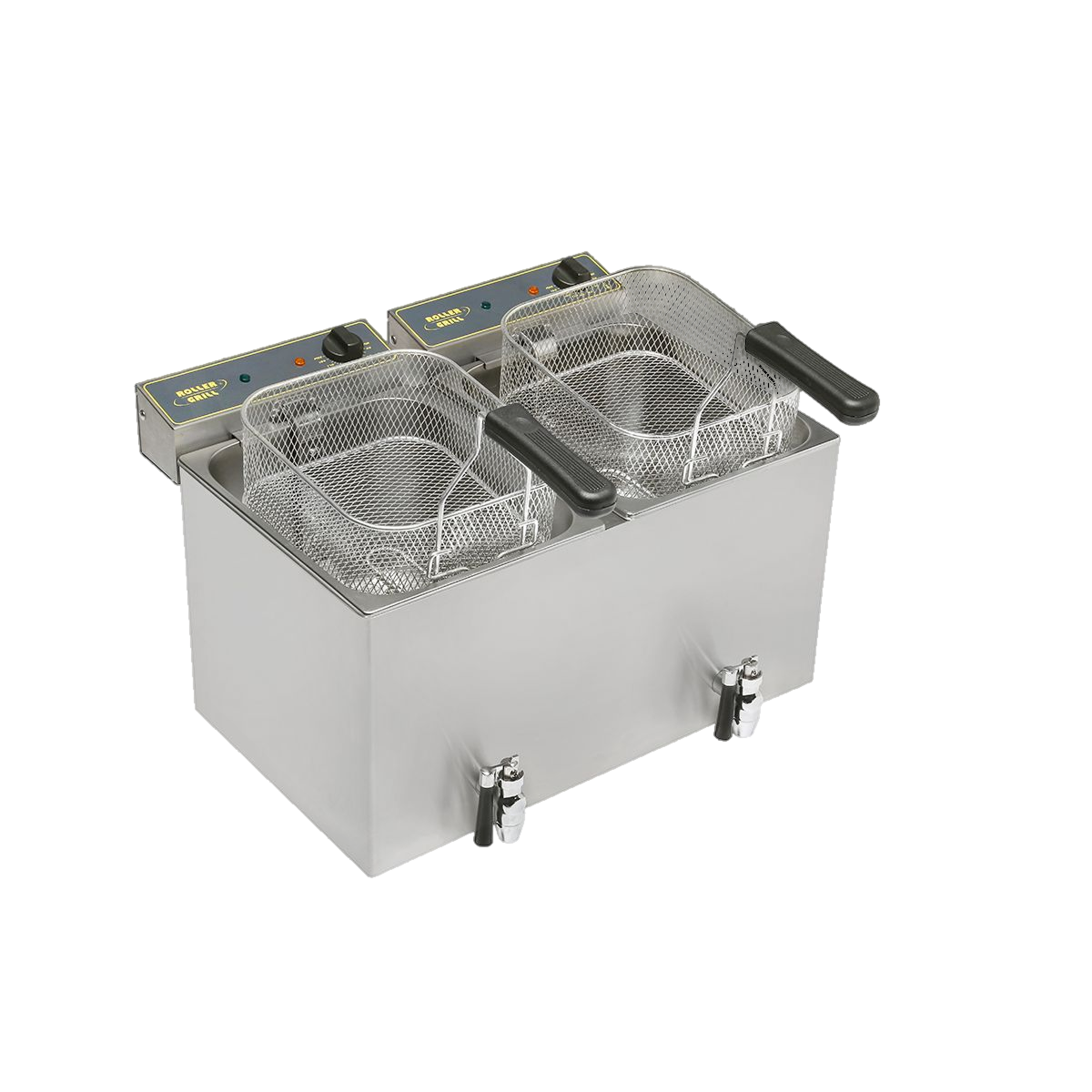 Friteuse électrique professionnelle tout inox – double cuve 2 x 8 L avec vidange