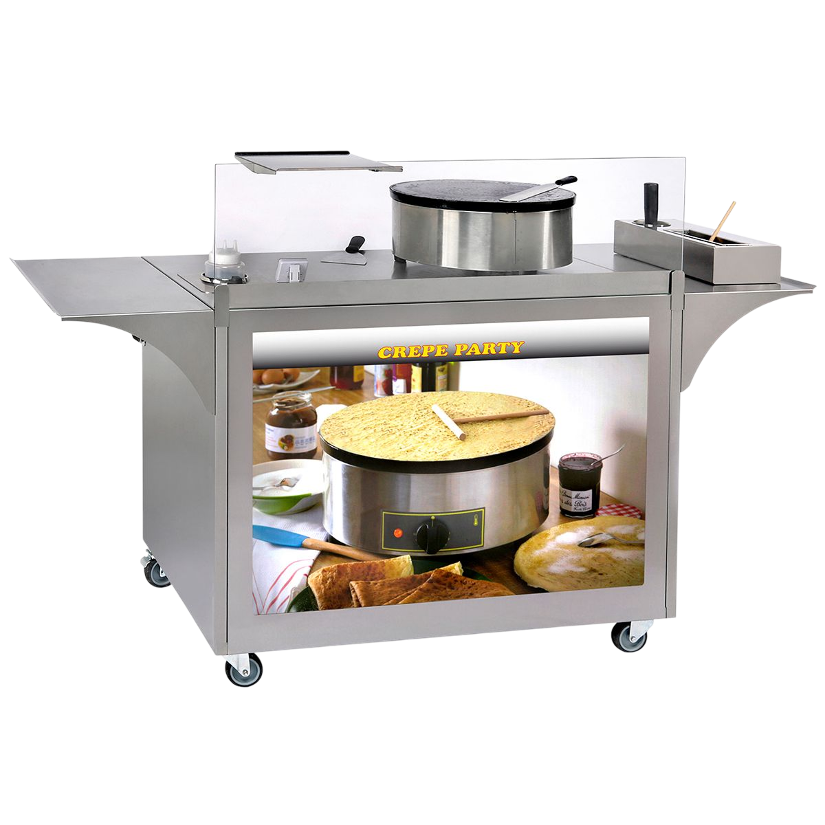 Meuble inox roulant pour concepts crêpes