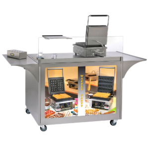 Meuble inox roulant pour concepts gaufres