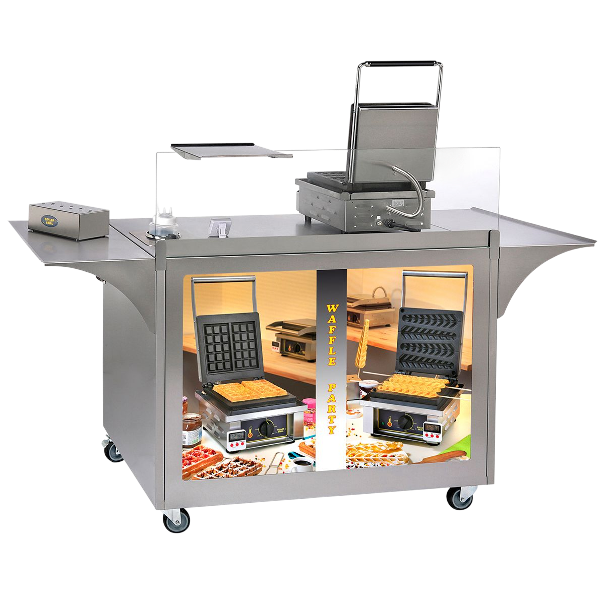 Meuble inox roulant pour concepts gaufres