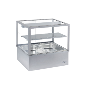 Bain-marie professionnel avec vitrine, 2 bacs GN 1/1 et vidange