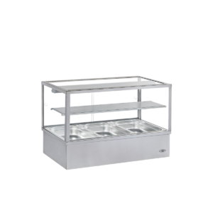 Bain-marie professionnel avec vitrine, 3 bacs GN 1/1 et vidange