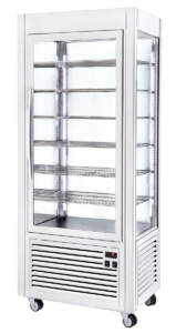Vitrine positive ventilée– grilles fixes, large modèle – Blanc