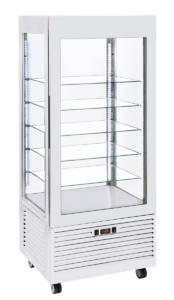 Vitrine négative ventilée – étagères en verre, large modèle – Blanc
