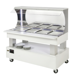 Buffet salad’bar mural chauffant – 4 bacs GN 1/1 – Blanc