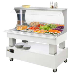 Buffet salad’bar mural réfrigéré – 4 bacs GN 1/1 – Blanc