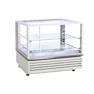 Vitrine chauffante ventilée – 2 étagères verre – Blanc