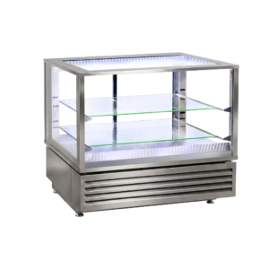 Vitrine chauffante ventilée – 2 étagères verre – Inox