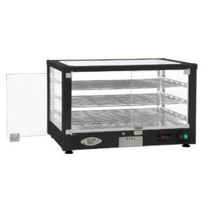 Vitrine chauffante ventilée – 2 grilles – Noir