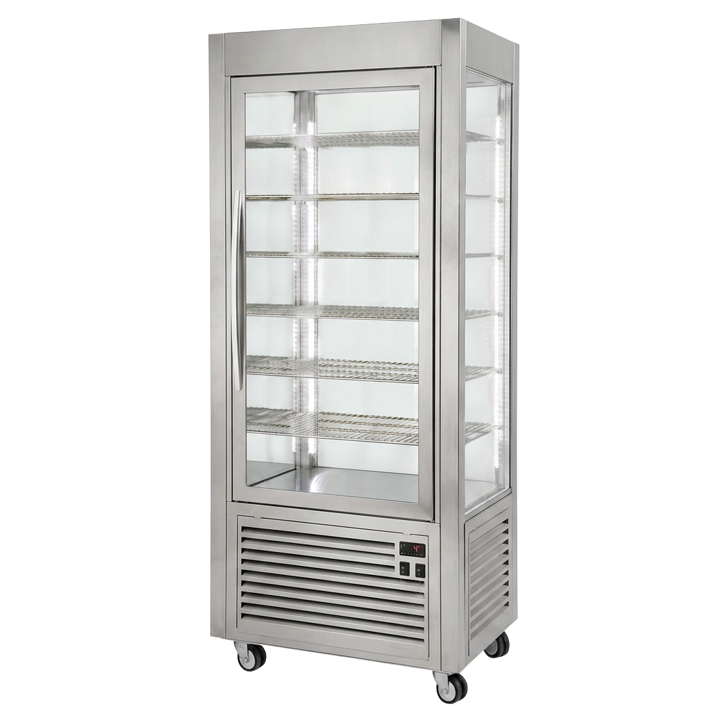 Vitrine positive ventilée– grilles fixes, large modèle – Inox