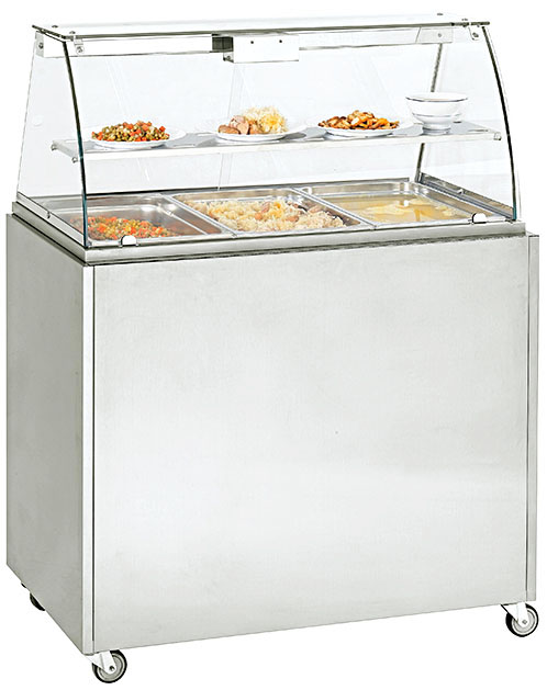 Wheeled stainless steel cart for bain-marie showcase BMV 3