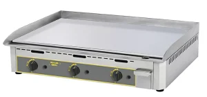 Plaque à snacker gaz en acier chromé – 3 zones de cuisson