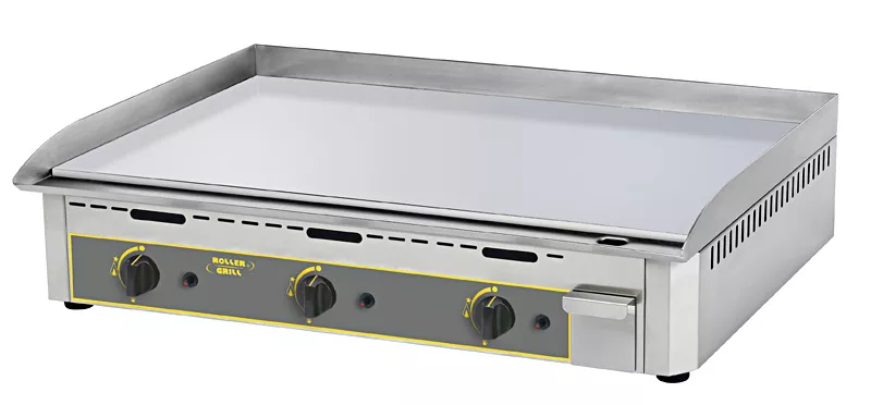 Plaque à snacker gaz en acier chromé – 3 zones de cuisson